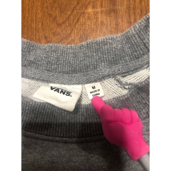 Vans I Love My Vans Arm Stripe Crewneck Grey Sweatshirt Crop Women's Medium - Picture 3 of 6